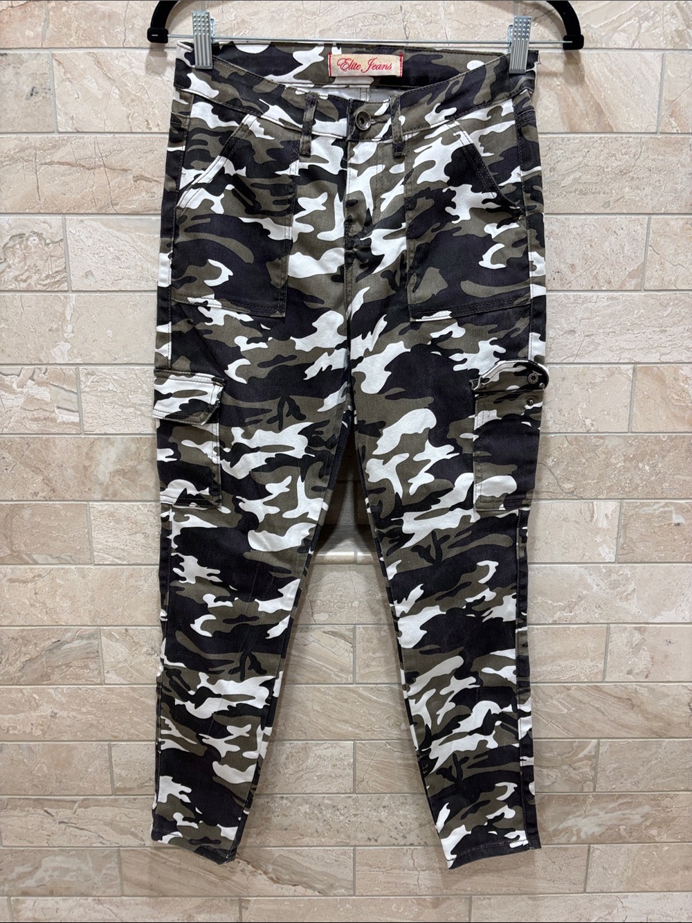 Women’s Camo Cargo Pants - Black/Olive/White